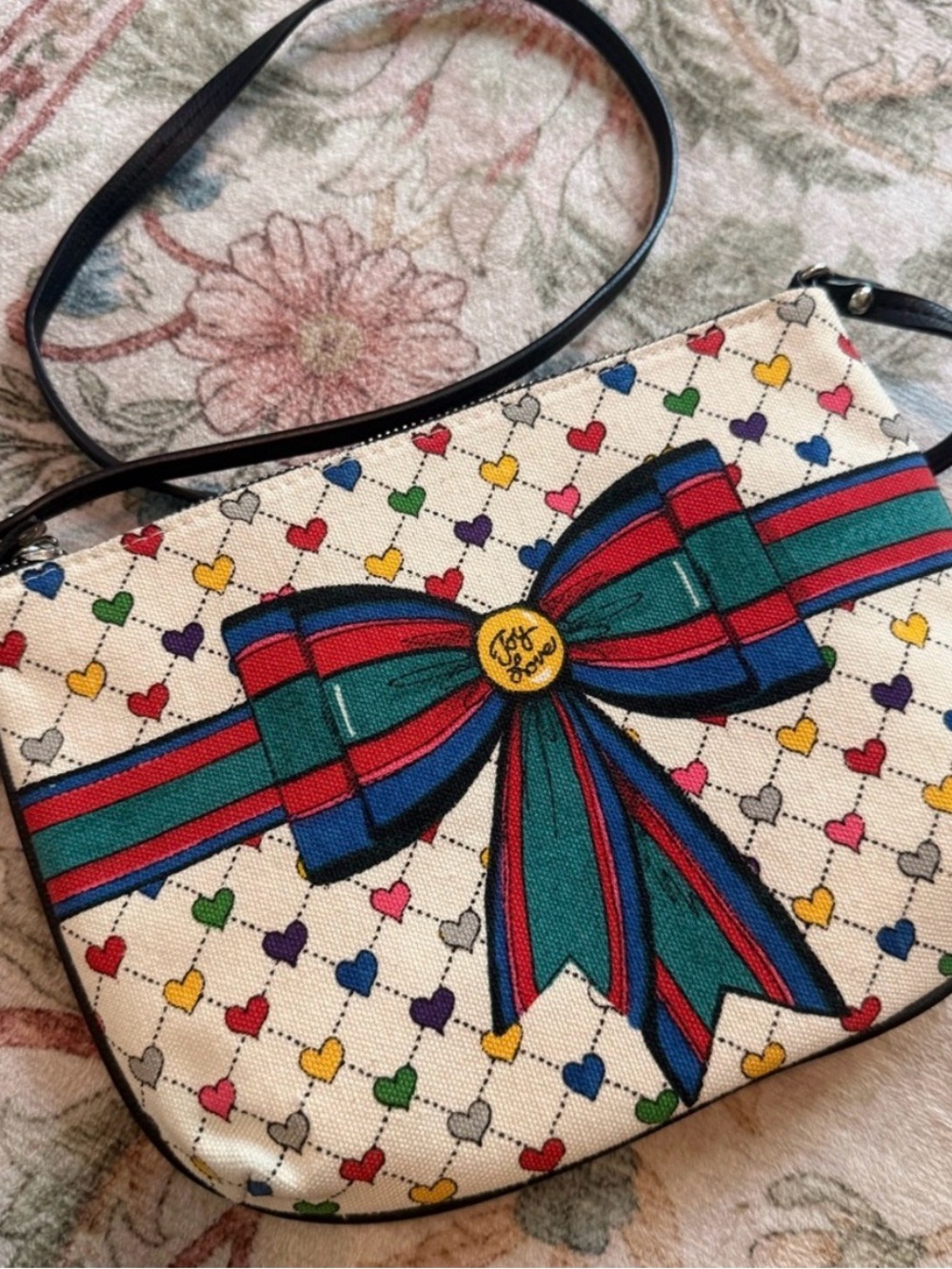 Brighton Love&Joy White Crossbody Bag with Red Heart and Multicolor Accents - Picture 3 of 6
